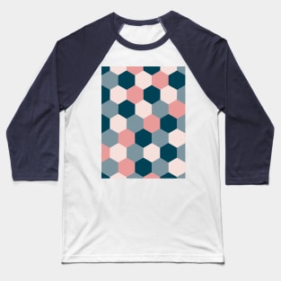Blush Pink and Blue Geometric Shapes Baseball T-Shirt